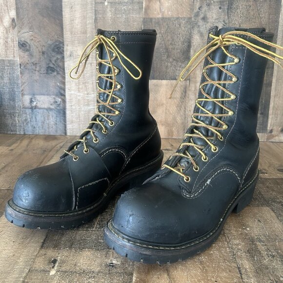 Wesco Logger Steel Toe Black Lace Up Work Boots Mens 11 D - Picture 10 of 12